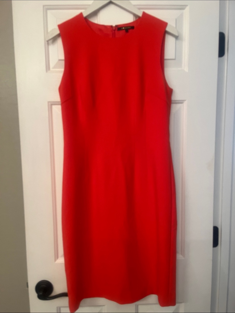 Kobi Halperin Orange Red Sleeveless Midi Sheath Dress